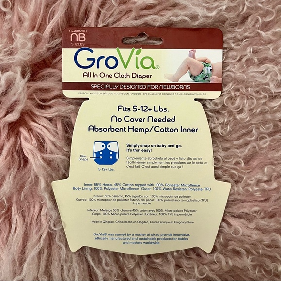 ♥️ 2-pack Grovia Newborn AIO Cloth Diapers in Buttah Glacier Velour - Picture 4 of 5